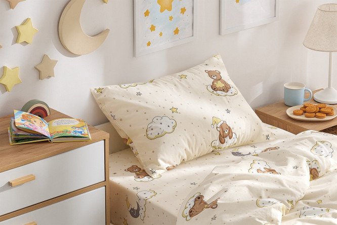Комплект постельного белья MICASA Sleepy bear детский 145х210 см