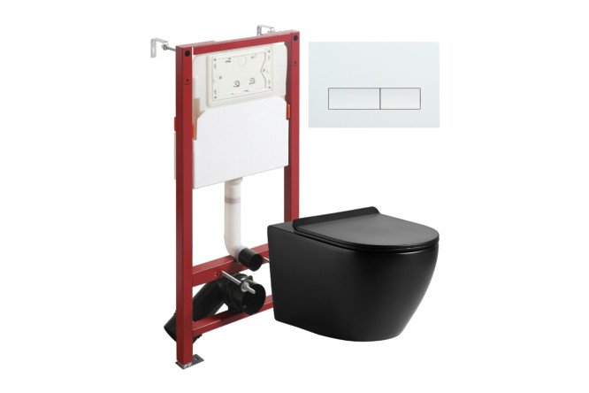 Изображение товара Унитаз с инсталляцией AGGER ATI03144+APB288 черный дюропласт