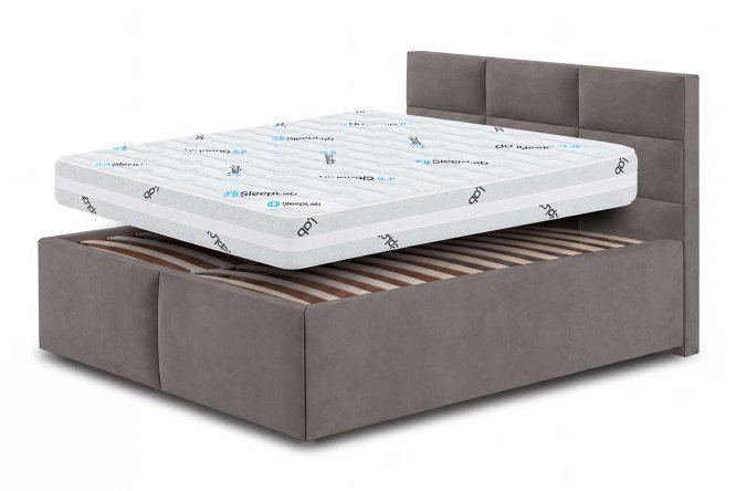 Кровать с подъёмным механизмом Бруно в комплекте с матрасом SleepLab Shine, тёмно-серая