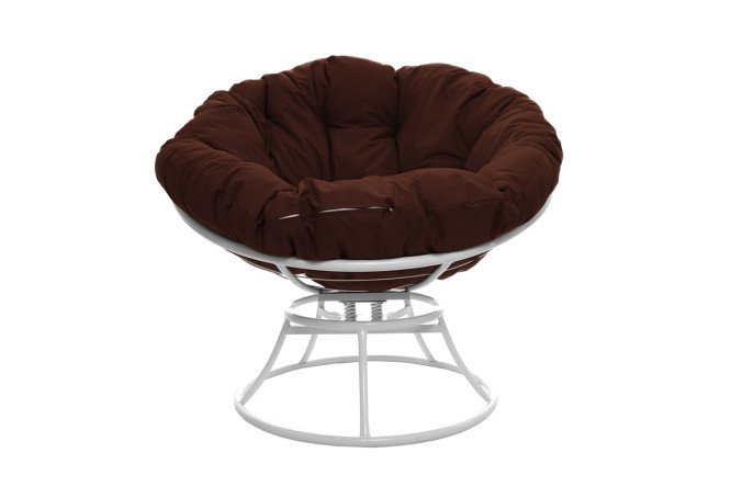 Изображение товара Кресло Папасан пружинка цвет каркаса белый, мягких элементов коричневый