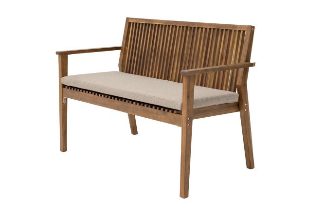 Изображение товара Двухместная скамья Mona каркас натур. тик мягкие элементы кофе с молоком