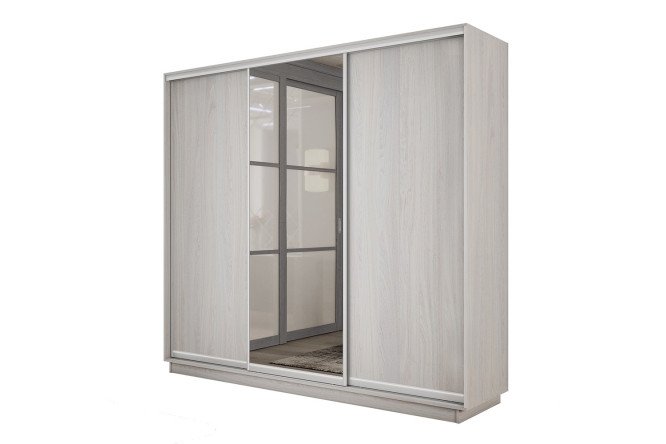 Изображение товара Шкаф-купе 3-дверный Slide-2 180х240х45 см ясень анкор светлый серебро с зеркалом
