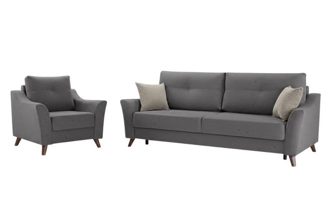 Изображение товара Диван-кровать и Кресло Амели серого цвета