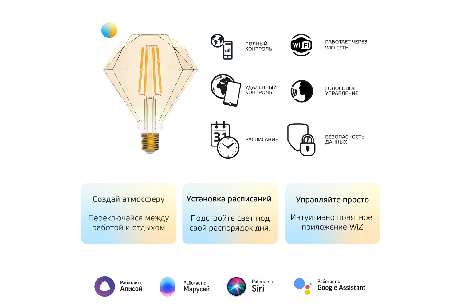 фото Лампа светодиодная smart home filament gauss