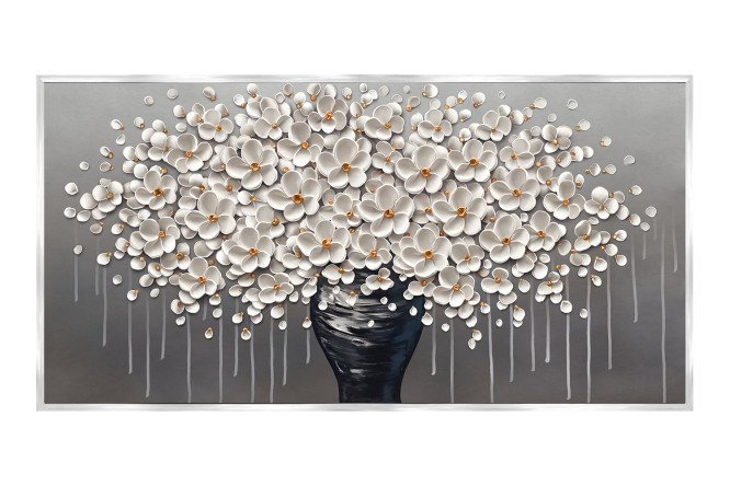 Изображение товара Репродукция в раме Белый букет 60х120 см искусство интерьер