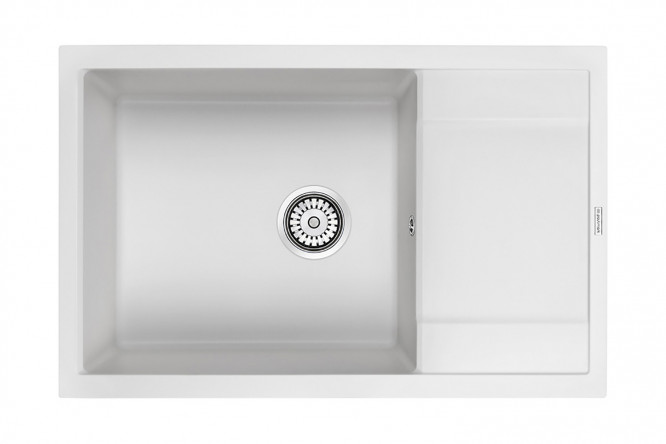 Изображение товара Врезная мойка с крылом PAULMARK Verlass PM317850-WH 78x50x20 см кварцевый композит