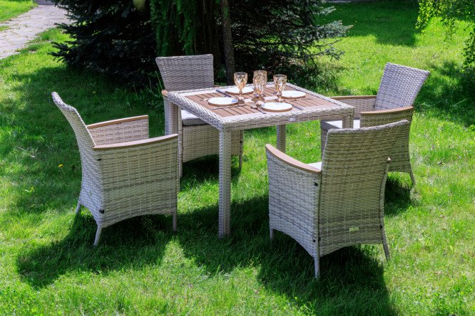 Изображение товара Комплект мебели Amelia 760 бежевый сталь ротанг поливуд для улицы и дома