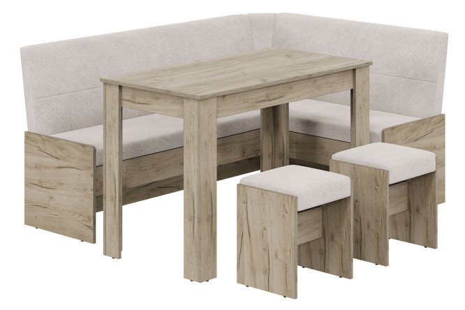 Изображение товара Кухонный уголок Пекин с универсальным углом, бежевый микровелюр