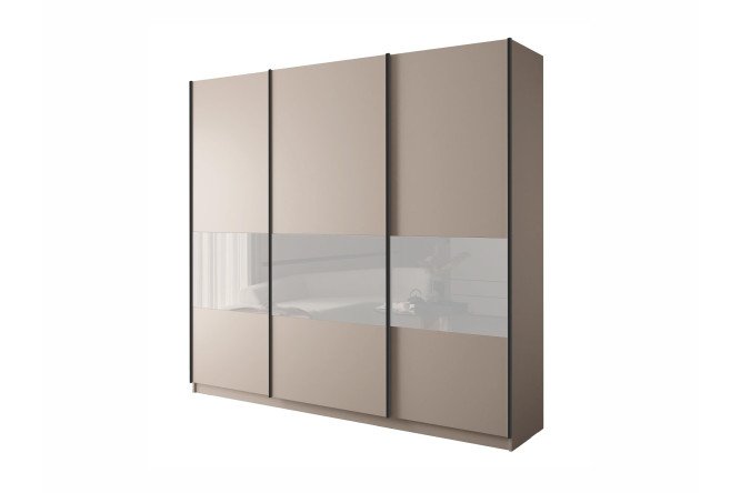 Изображение товара Шкаф-купе 3-дверный Magnus 240х230 см, кашемир, белый глянец, профиль - чёрный