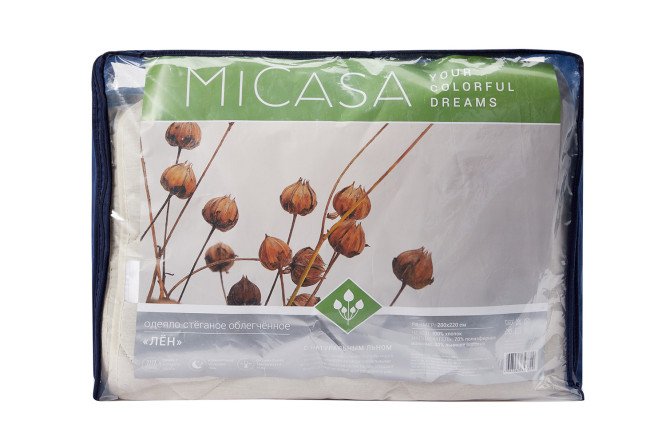 Фото 7 Одеяло стёганое MICASA Лен Синтетический 140х205 см, 1,5 спальные