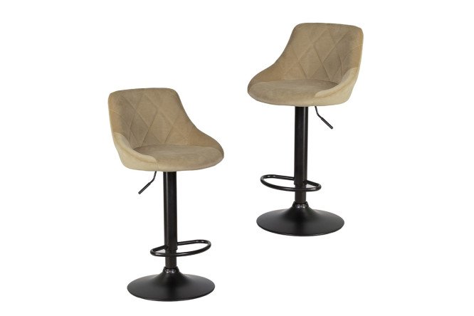 Изображение товара Комплект барных стульев DOBRIN Logan 45.5х84х48 см, цвет обивки мокко, ножек чёрный