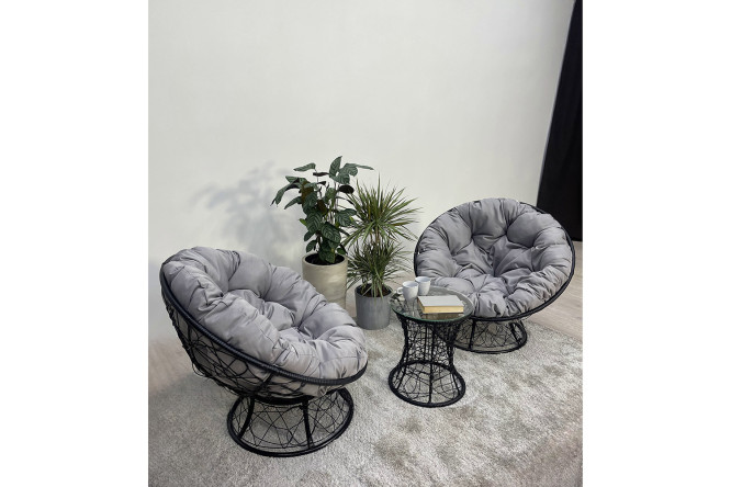 Набор садовый Папасан Плюс цвет чёрный, светло-серый