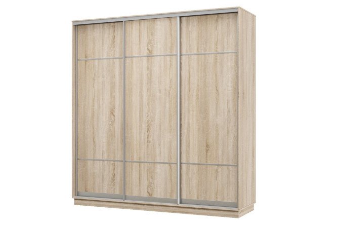 Изображение товара Шкаф-купе 3-дверный Практик 210х220х45 см, дуб сонома, цвет профиля - серебро