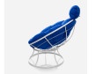 Кресло мини Папасан цвет каркаса белый, мягких элементов синий
