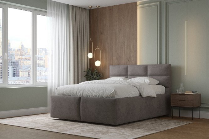 Кровать Бруно с матрасом SLEEPLAB Double Spring и подъемным механизмом