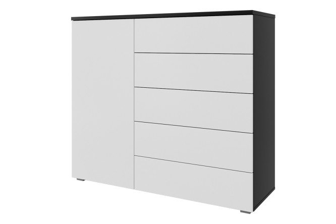 Изображение товара Комод Оскар Лайн 125,4х109,2х44 см, антрацит, белый гладкий