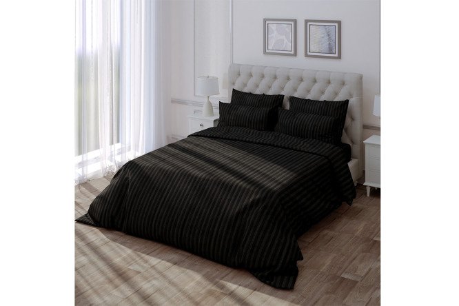 Пододеяльник Stripe Premium Black Страйп-сатин 180х215 см, 2 спальный
