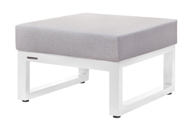 Изображение товара Пуф уличный Capri с белым каркасом и серыми подушками 70х45х67 см