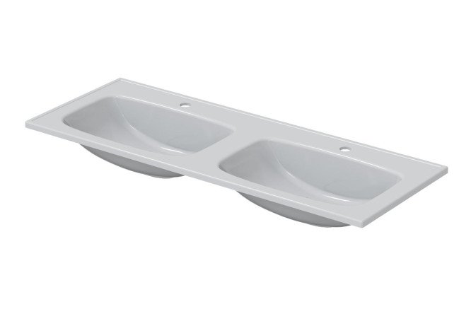 Изображение товара Умывальник накладной САНТА Венера с двойной чашей, 120 700466 Накладная, 120.3х17.5х45.5 см