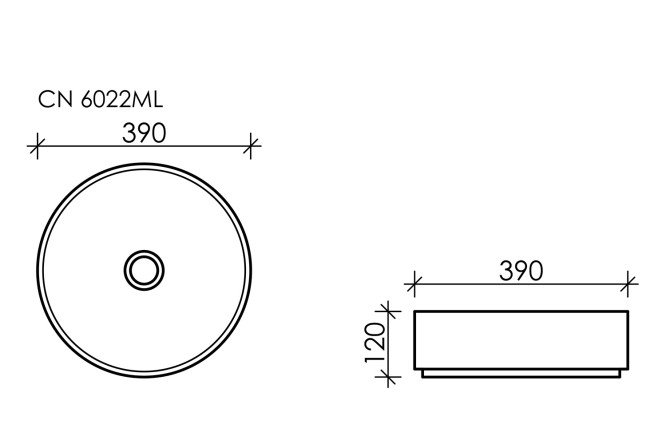 Умывальник накладной CERAMICANOVA Element CN6022ML 39х12х39 см