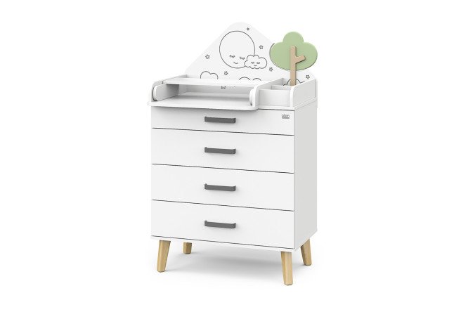 Изображение товара Комод с пеленальной доской Baby Master Lumi, 4 ящика, белый