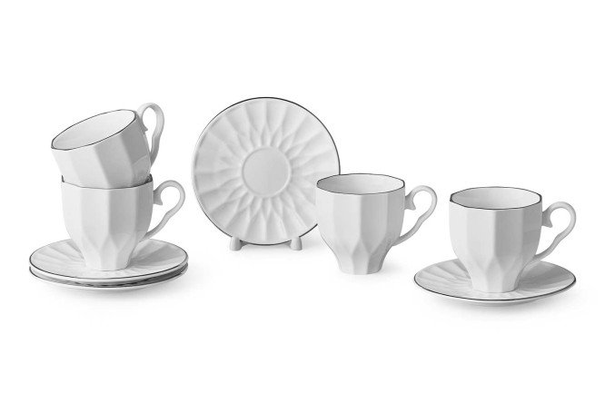 Изображение товара Набор чайных пар EVIO Creola на 4 персоны 8 предметов костяной фарфор