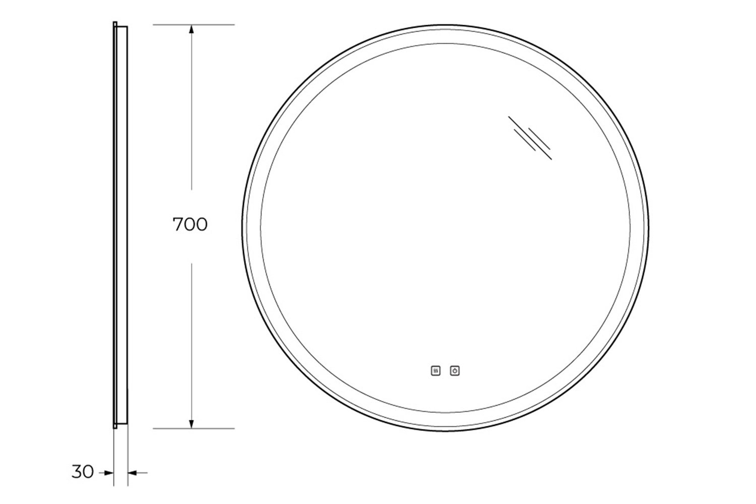 Зеркало с подсветкой BELBAGNO SPC-RNG-700-LED-TCH-SND 70х70 см