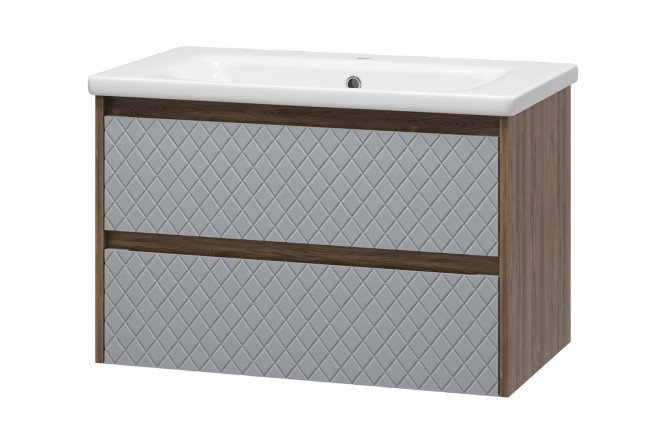 Изображение товара Тумба подвесная Chester 80 80 см, цвет каркаса дуб чарльстон, фасада серый