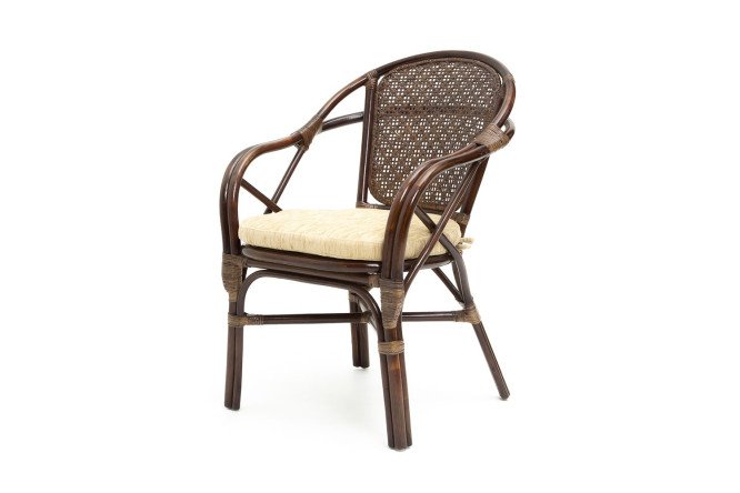 Изображение товара Плетеное кресло Петани с подушкой, тёмно-коричневый каркас