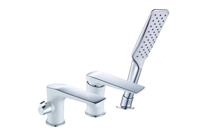 Изображение товара Смеситель для ванны LEMARK Allegro LM5945CW латунь хром белый рычажное управление