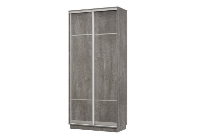 Изображение товара Шкаф-купе 2-дверный Практик мини 100х220х45 см, бетон, цвет профиля - серебро