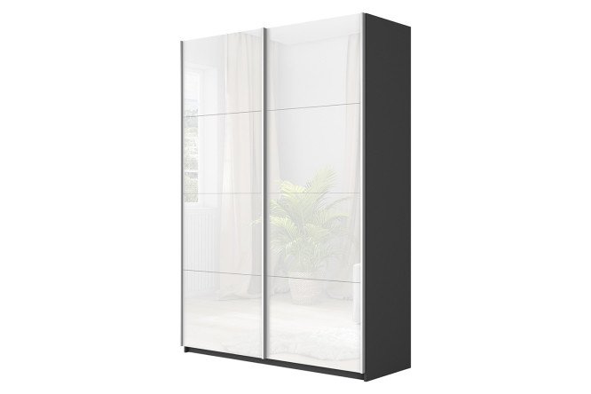 Изображение товара Шкаф-купе 2-дверный Cors 160х230 см серый диамант белый глянец