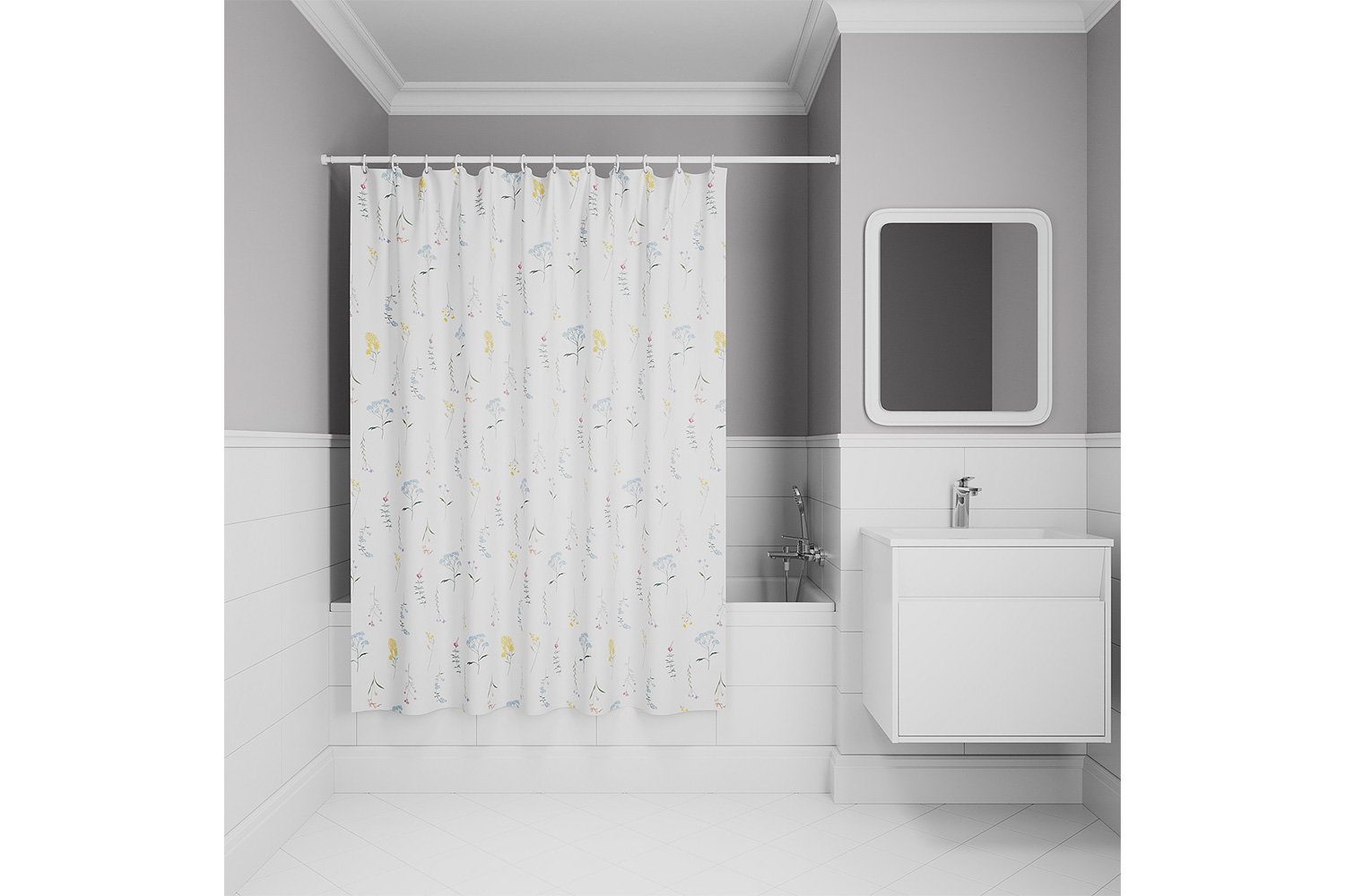 Штора для ванной комнаты IDDIS Base 180x200 см