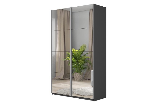 Изображение товара Двухдверный шкаф-купе Cors 140х230 см с зеркалами серый диамант современный дизайн