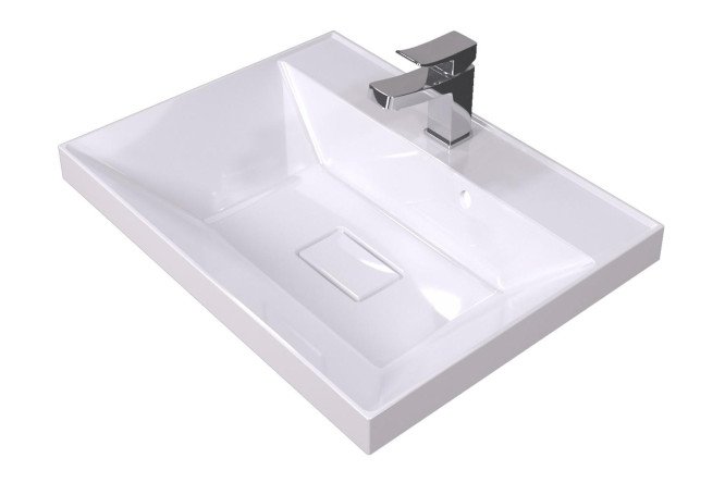 Изображение товара Умывальник накладной Bazis 50 белый из литого мрамора 50х16,1х45 см