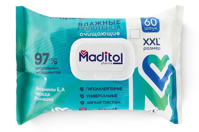 Изображение товара Влажные полотенца для гигиены 60 шт.