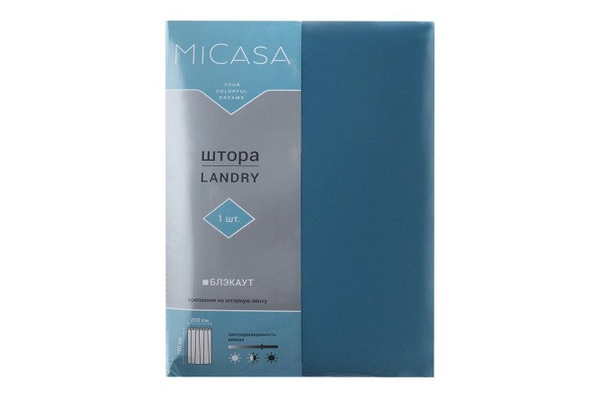 Фото 7 Штора MICASA Landry 200х280 см, 1 шт., цвет сине-зелёный