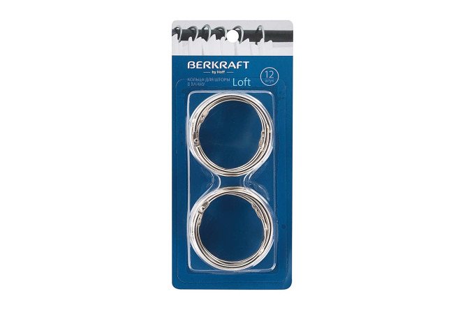 Кольца для шторы в ванну BERKRAFT Loft 12 шт., Металл