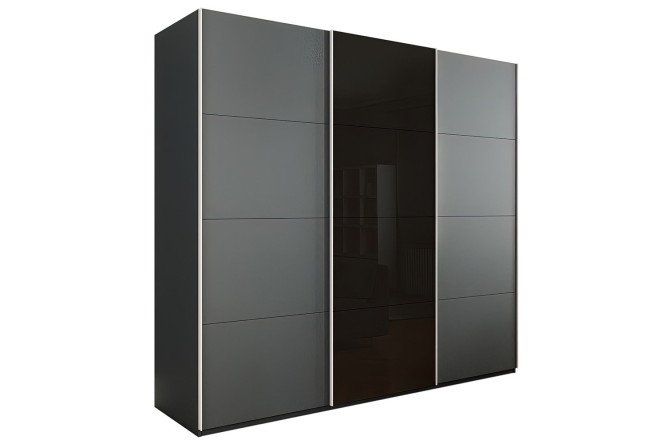 Изображение товара Шкаф-купе 3-дверный Comet 240х240х66 см серый диамант черный