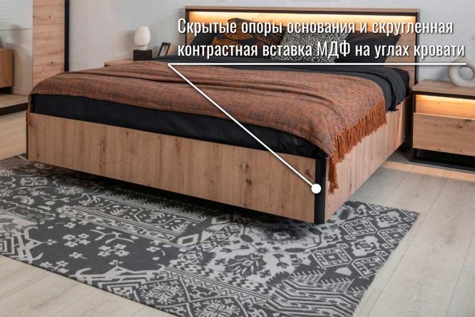 Кровать с подъёмным механизмом Тринити цвет дуб онтарио, чёрный