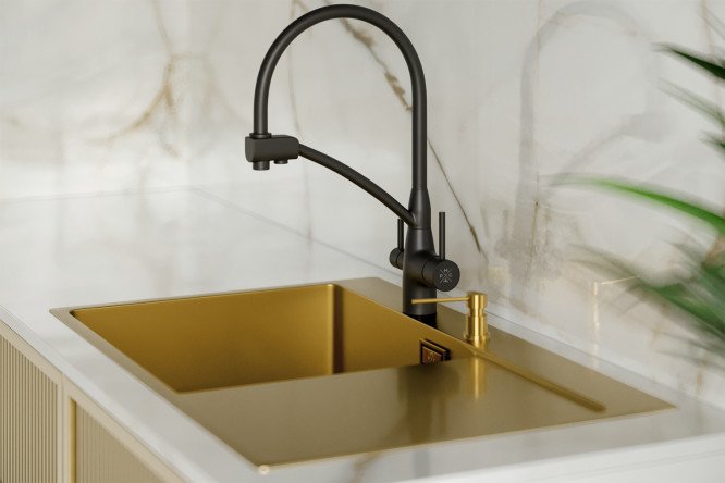 Мойка врезная с дозатором и крылом РМС MRK 7851G-L 78х51х18 см