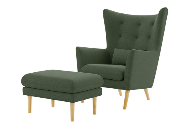 Изображение товара Кресло и Пуф Эльтон зелёный стильный комплект для отдыха