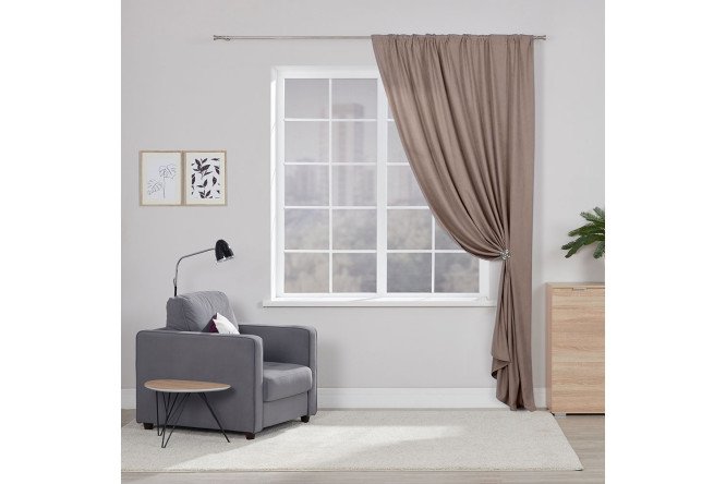 Штора на ленте ESTUDI BLANCO Izabella 180х280 см, 1 шт., цвет серый