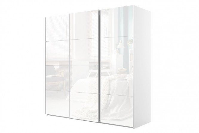 Изображение товара Шкаф-купе 3-дверный Comet 240x240 см белый снег стекло Lacobel