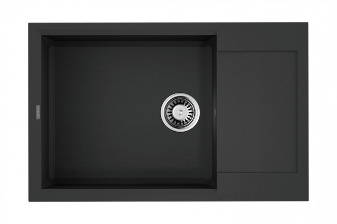 Изображение товара Врезная мойка с крылом OMOIKIRI Sakaime 78-LB-BL черная 78х50х20 см искусственный гранит
