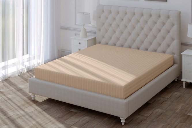 Простыня на резинке Stripe Premium Bronze Страйп-сатин 140х200 см, До 22 см