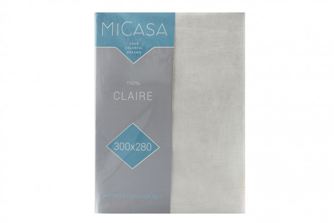 Фото 7 Тюль на люверсах MICASA Claire 300х280 см, 1 шт., цвет бежевый