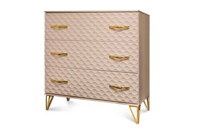 Изображение товара Комод ЭРА Лара люкс бежевый глянец современная мебель для хранения