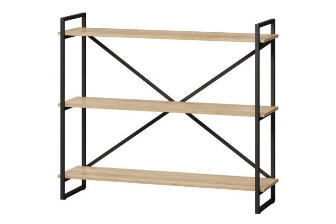 Изображение товара Стеллаж Роквуд Рант черный дуб сонома 120х102х34 см из стали и ЛДСП
