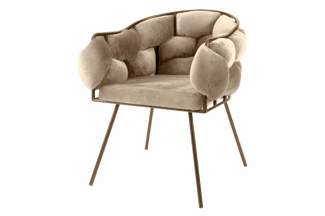 Изображение товара Стул Милан с подлокотниками 60х83х61 см мягкий велюровый металл ножки